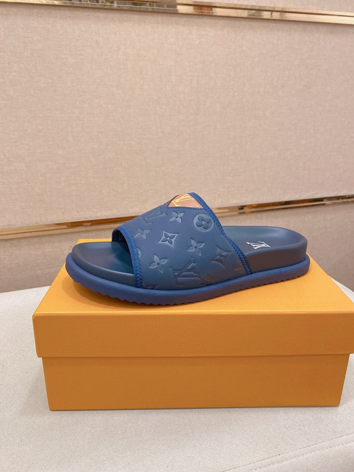 Louis Vuitton Embossed Men's Slide Sandals — front