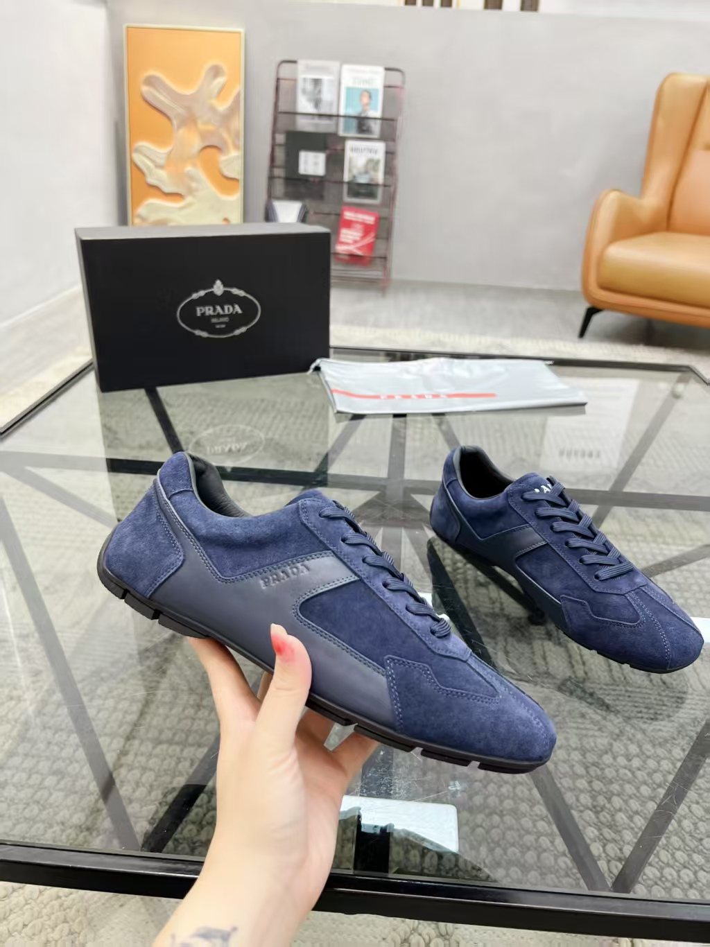 Prada Panel Lace-Up Sneakers — side
