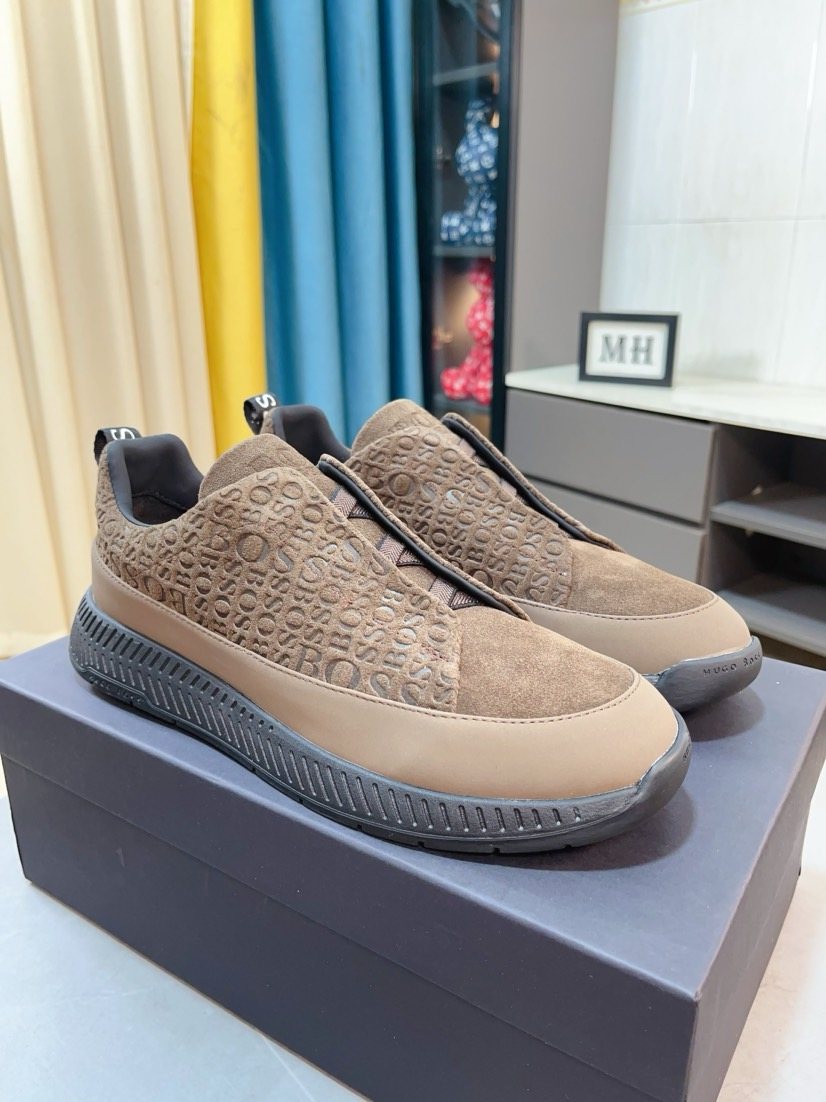 Hugo Boss Textured Slip-On Sneakers — front
