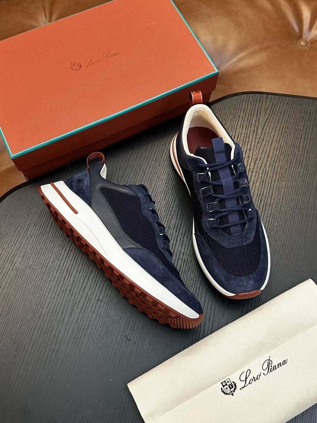 Loro Piana Low-Top Lace-Up Sneakers — front