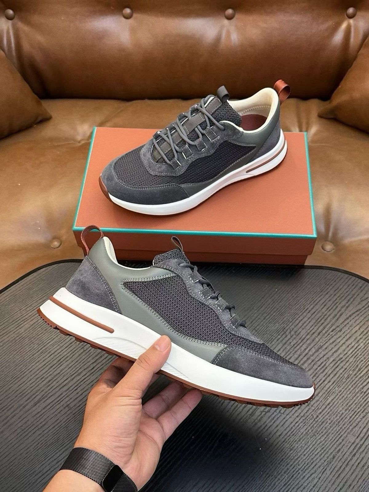 Loro Piana Low-Top Lace-Up Sneakers — front