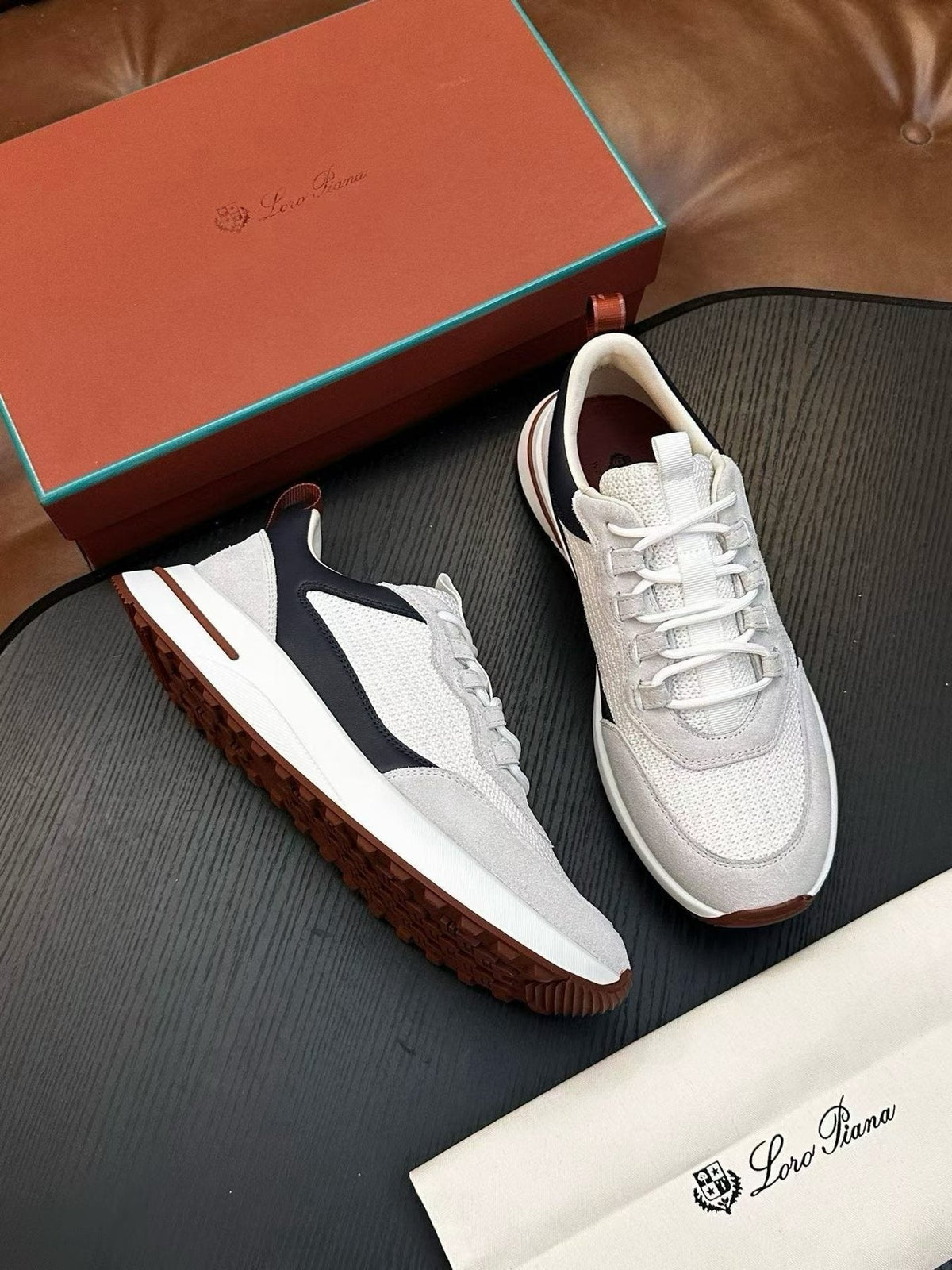 Loro Piana Low-Top Lace-Up Sneakers — front